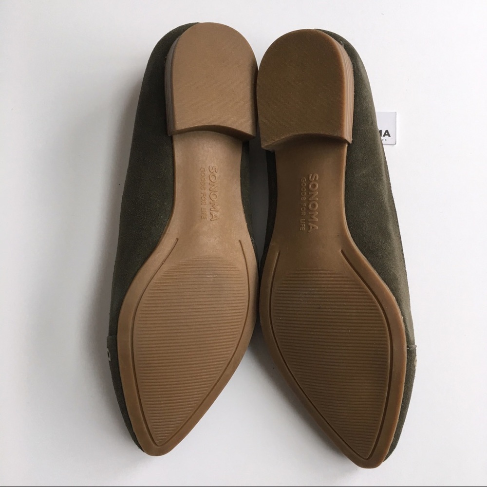 Sonoma Women’s Suede Flats Olive New - Picture 6 of 7